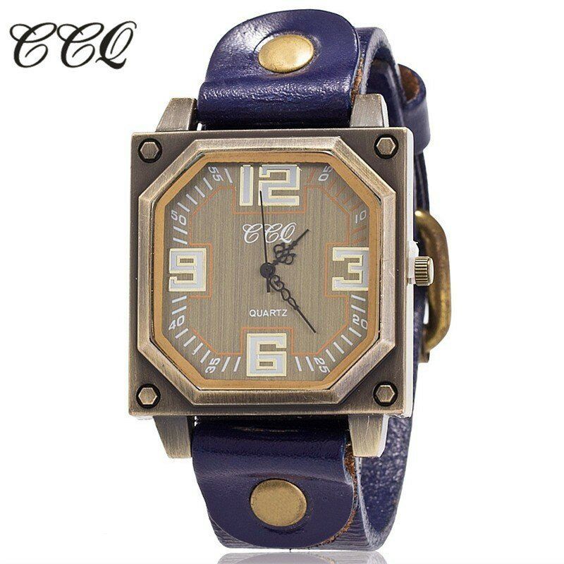 Reloj De Pulsera De Cuarzo Con Correa De Cuero Octágono Ajustable Con Esfera Cuadrada Informal Vintage Para Hombre