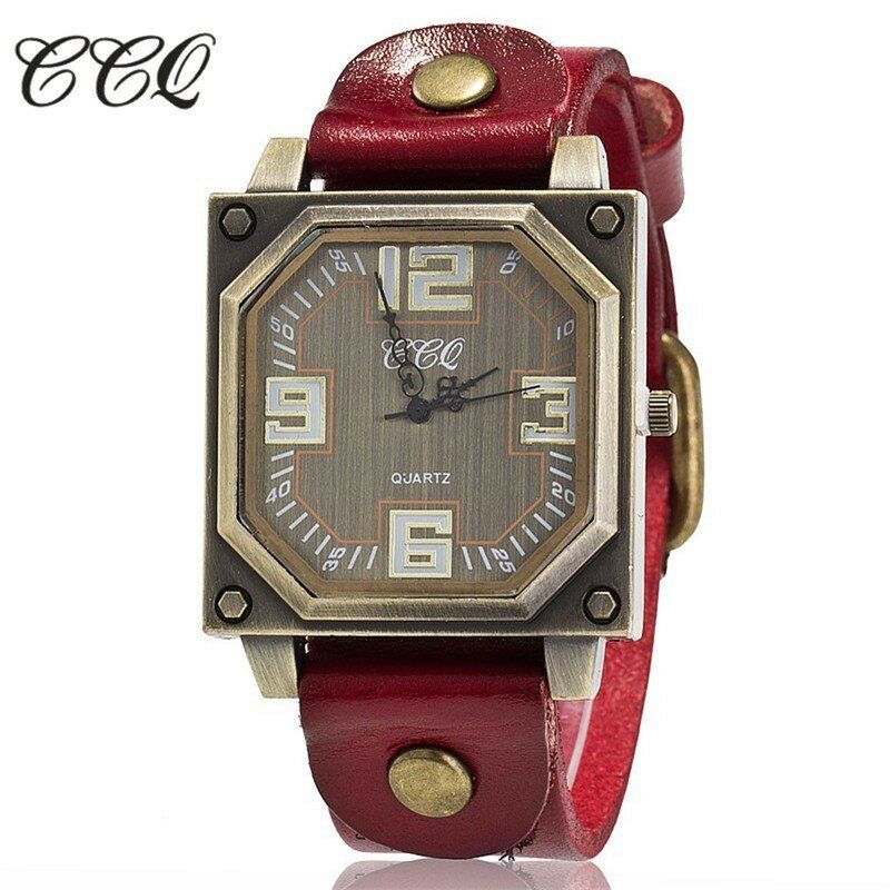 Reloj De Pulsera De Cuarzo Con Correa De Cuero Octágono Ajustable Con Esfera Cuadrada Informal Vintage Para Hombre