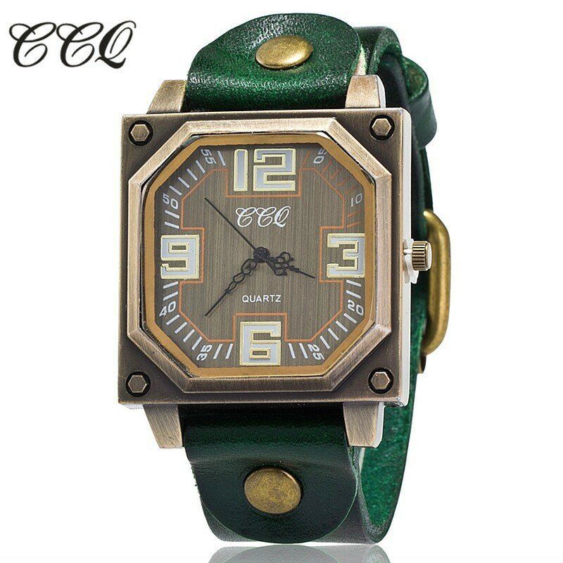 Reloj De Pulsera De Cuarzo Con Correa De Cuero Octágono Ajustable Con Esfera Cuadrada Informal Vintage Para Hombre