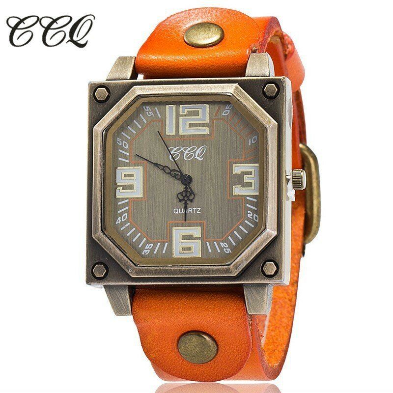 Reloj De Pulsera De Cuarzo Con Correa De Cuero Octágono Ajustable Con Esfera Cuadrada Informal Vintage Para Hombre