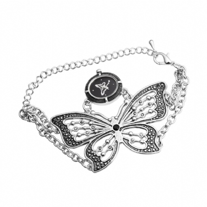 Reloj De Pulsera De Cuarzo Con Pulsera De Moda Con Patrón De Mariposa Para Mujer