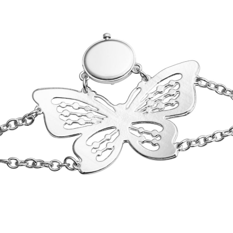 Reloj De Pulsera De Cuarzo Con Pulsera De Moda Con Patrón De Mariposa Para Mujer