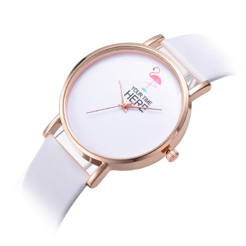 Reloj De Pulsera De Estilo Casual Para Mujer Caja De Oro Rosa Correa De Cuero Reloj De Cuarzo