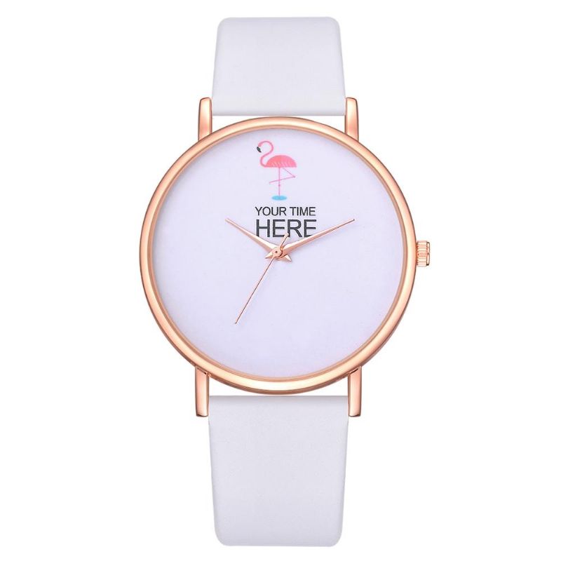 Reloj De Pulsera De Estilo Casual Para Mujer Caja De Oro Rosa Correa De Cuero Reloj De Cuarzo