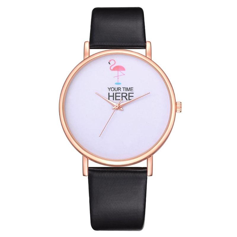 Reloj De Pulsera De Estilo Casual Para Mujer Caja De Oro Rosa Correa De Cuero Reloj De Cuarzo