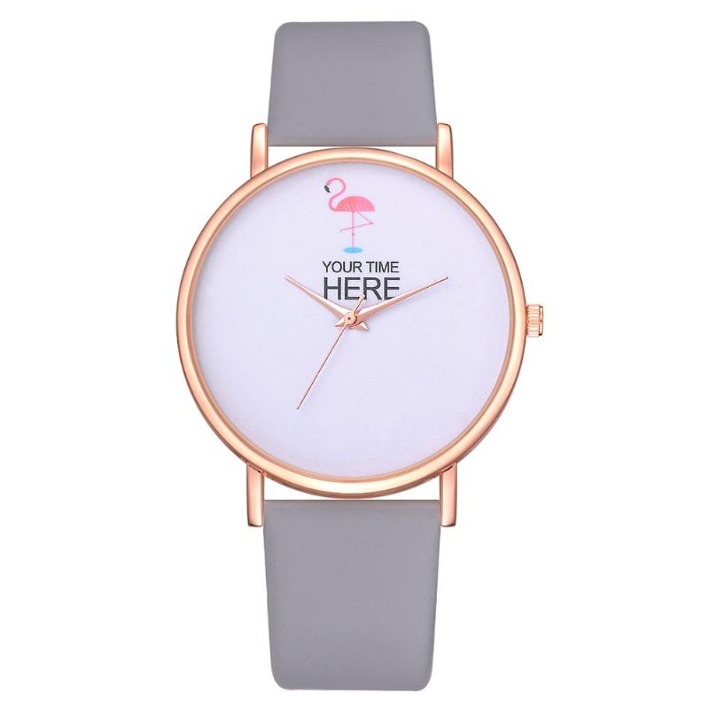 Reloj De Pulsera De Estilo Casual Para Mujer Caja De Oro Rosa Correa De Cuero Reloj De Cuarzo