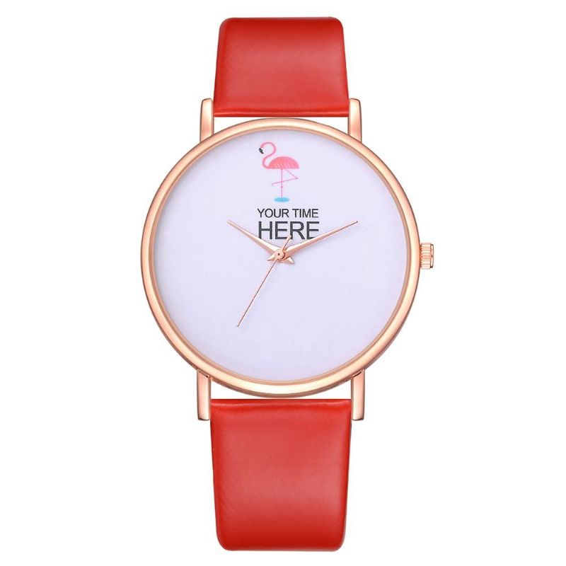 Reloj De Pulsera De Estilo Casual Para Mujer Caja De Oro Rosa Correa De Cuero Reloj De Cuarzo