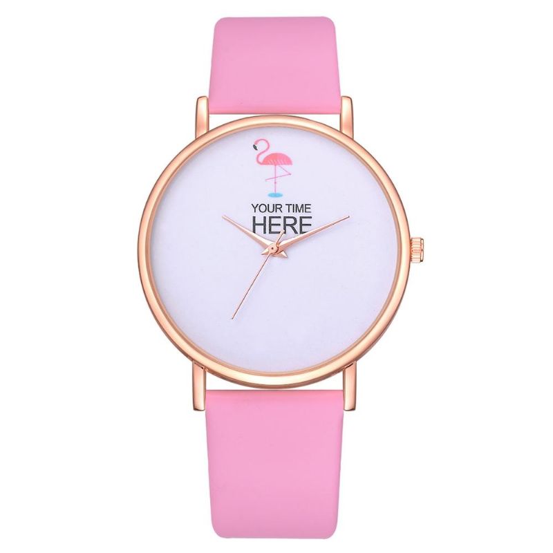 Reloj De Pulsera De Estilo Casual Para Mujer Caja De Oro Rosa Correa De Cuero Reloj De Cuarzo