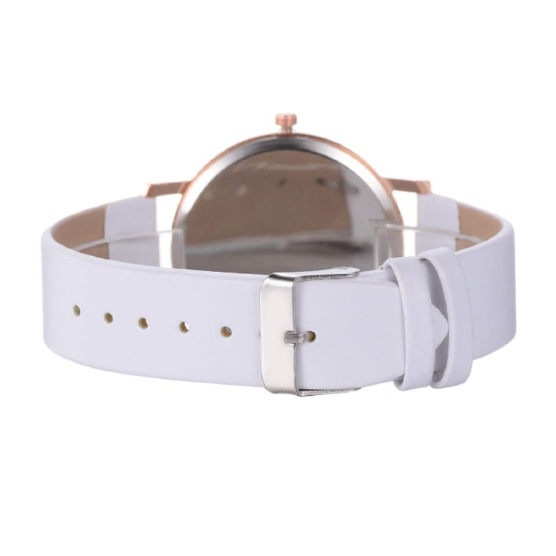 Reloj De Pulsera De Estilo Casual Para Mujer Caja De Oro Rosa Correa De Cuero Reloj De Cuarzo