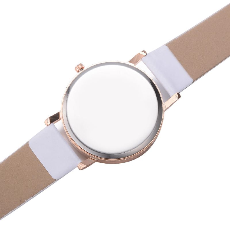 Reloj De Pulsera De Estilo Casual Para Mujer Caja De Oro Rosa Correa De Cuero Reloj De Cuarzo