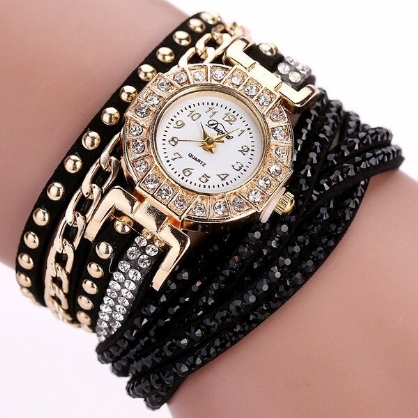 Reloj De Pulsera De Oro De Cristal De Estilo De Nación De Lujo Relojes De Pulsera De Cuarzo Vintage Para Mujer