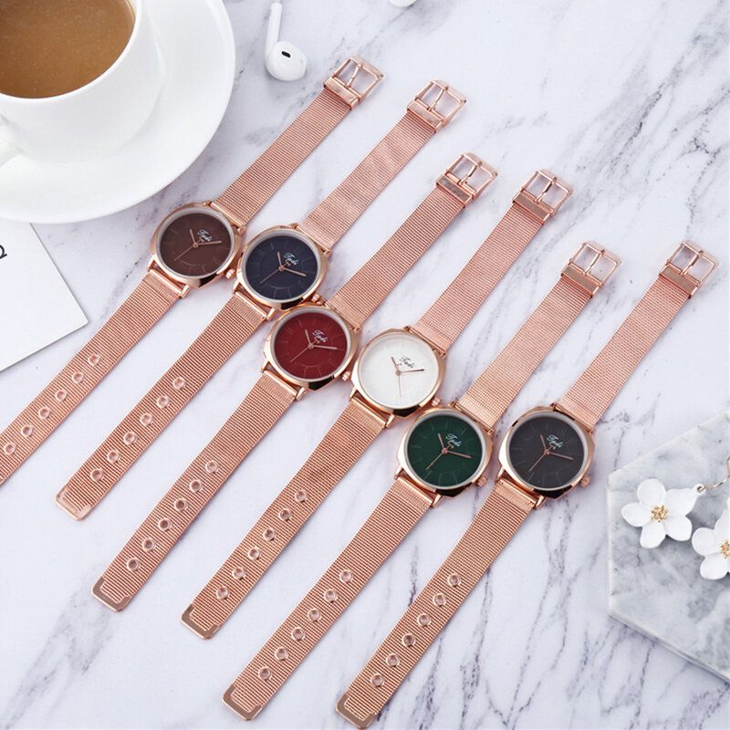 Reloj De Pulsera Simple Casual Elegante Para Mujer Relojes De Cuarzo A Prueba De Agua De Aleación Completa