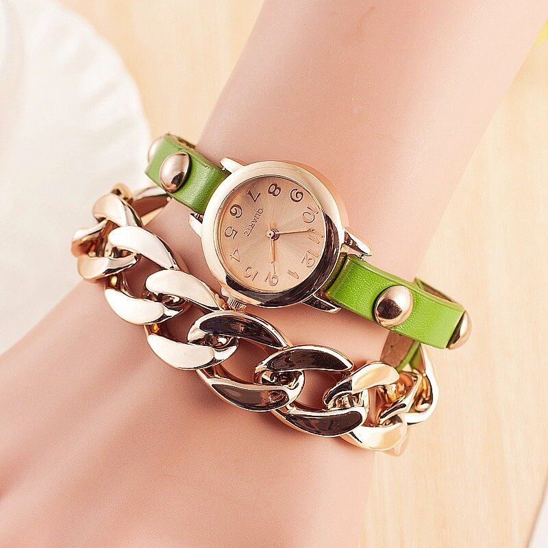 Reloj De Pulsera Sinuoso Para Mujer De Moda Reloj De Cuarzo Con Banda De Cuero Para Mujer