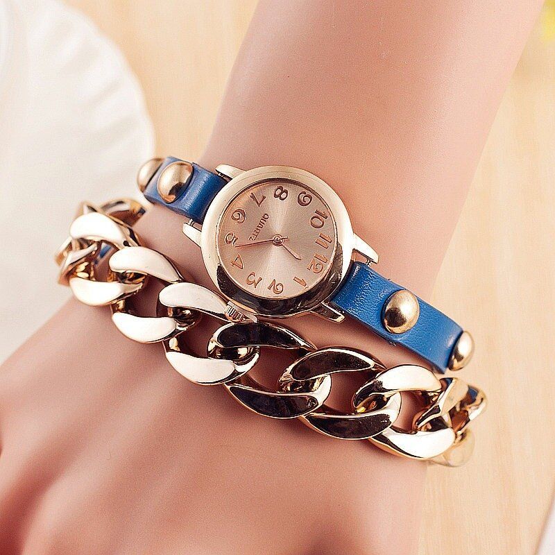 Reloj De Pulsera Sinuoso Para Mujer De Moda Reloj De Cuarzo Con Banda De Cuero Para Mujer