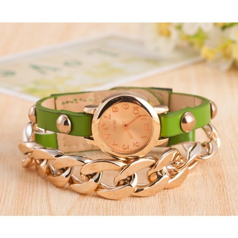 Reloj De Pulsera Sinuoso Para Mujer De Moda Reloj De Cuarzo Con Banda De Cuero Para Mujer