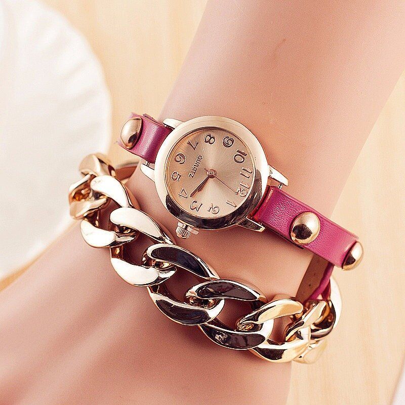 Reloj De Pulsera Sinuoso Para Mujer De Moda Reloj De Cuarzo Con Banda De Cuero Para Mujer