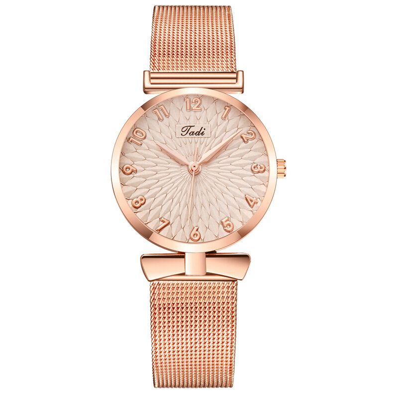 Reloj Simple Y Elegante Para Mujer Banda De Aleación Completa Esfera De Diseño Único Cierre Ajustable Reloj De Cuarzo