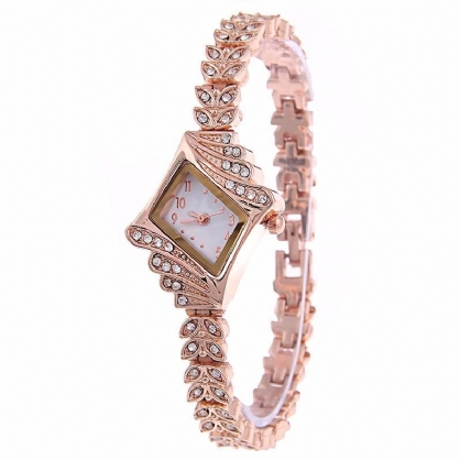 Reloj De Vestir De Moda Para Mujer Reloj De Cuarzo Con Pulsera De Hoja De Cristal En Forma De Diamante Para Mujer