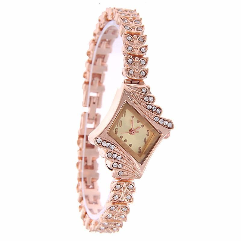 Reloj De Vestir De Moda Para Mujer Reloj De Cuarzo Con Pulsera De Hoja De Cristal En Forma De Diamante Para Mujer