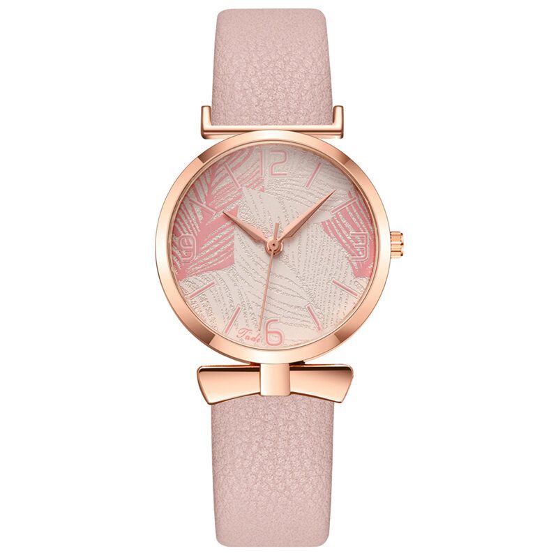 Relojes De Moda Divertidos Y Modernos Para Mujer Esfera Con Patrón De Árbol Caja De Aleación De Oro Rosa Correa De Cuero Reloj De Cuarzo