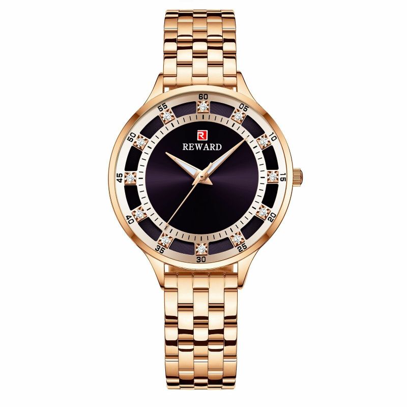 Reward Rd21003l Reloj De Cuarzo Para Mujer Con Correa De Acero Inoxidable Y Pantalla Luminosa Impermeable Informal