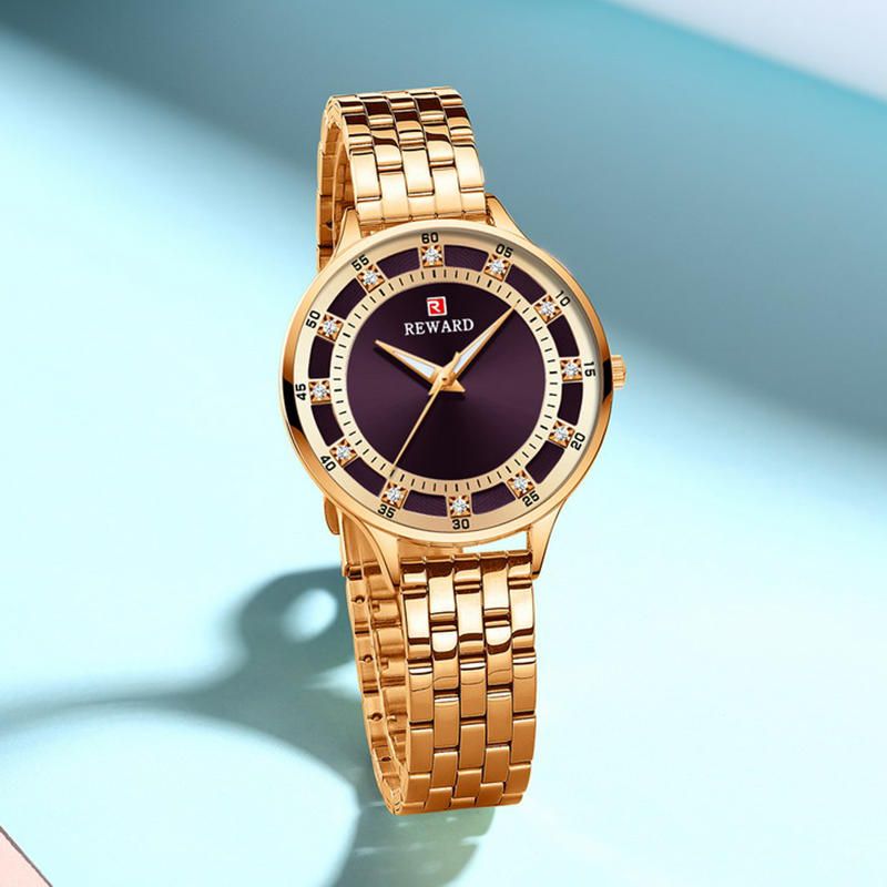 Reward Rd21003l Reloj De Cuarzo Para Mujer Con Correa De Acero Inoxidable Y Pantalla Luminosa Impermeable Informal