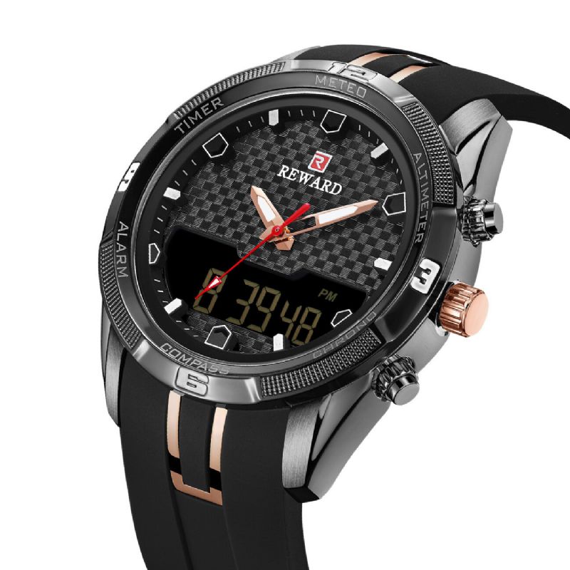 Reward Rd63095m Reloj Digital De Moda Para Hombre Pantalla Luminosa Impermeable Lcd Reloj De Doble Pantalla