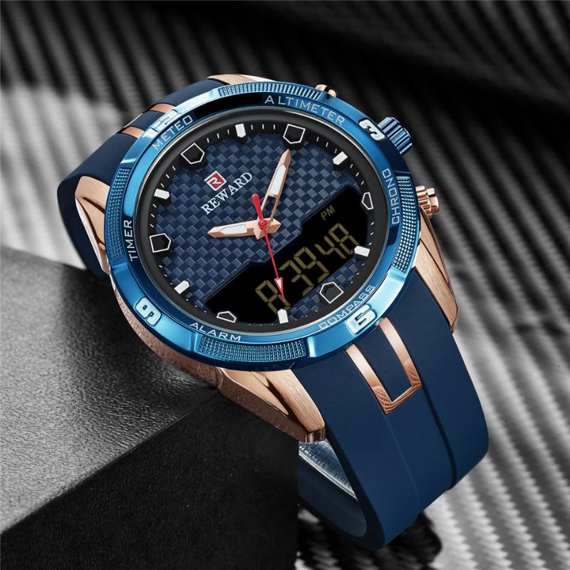 Reward Rd63095m Reloj Digital De Moda Para Hombre Pantalla Luminosa Impermeable Lcd Reloj De Doble Pantalla