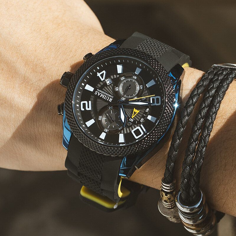 Ruiams 584 Reloj De Moda Para Hombre Reloj De Cuarzo Deportivo Con Pantalla De Fecha Luminosa A Prueba De Agua