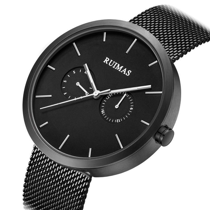 Ruimas 567 Casual 3atm Reloj De Cuarzo Para Hombre Con Correa De Acero Inoxidable A Prueba De Agua Con Múltiples Esferas