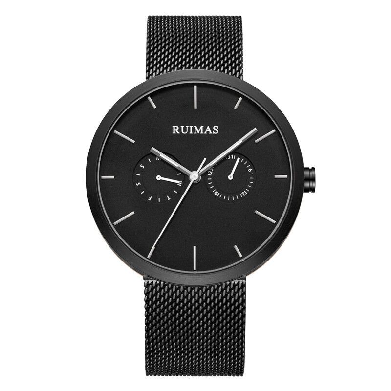 Ruimas 567 Casual 3atm Reloj De Cuarzo Para Hombre Con Correa De Acero Inoxidable A Prueba De Agua Con Múltiples Esferas