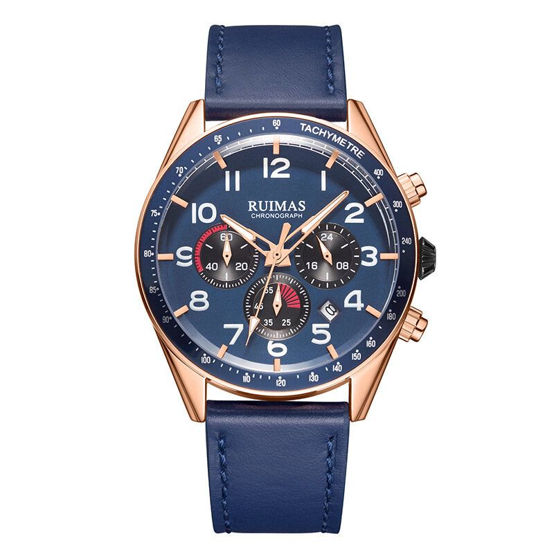 Ruimas 574 Reloj Deportivo Para Hombre 3atm Reloj De Cuarzo Con Correa De Cuero Y Pantalla Luminosa A Prueba De Agua