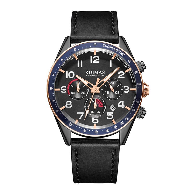 Ruimas 574 Reloj Deportivo Para Hombre 3atm Reloj De Cuarzo Con Correa De Cuero Y Pantalla Luminosa A Prueba De Agua