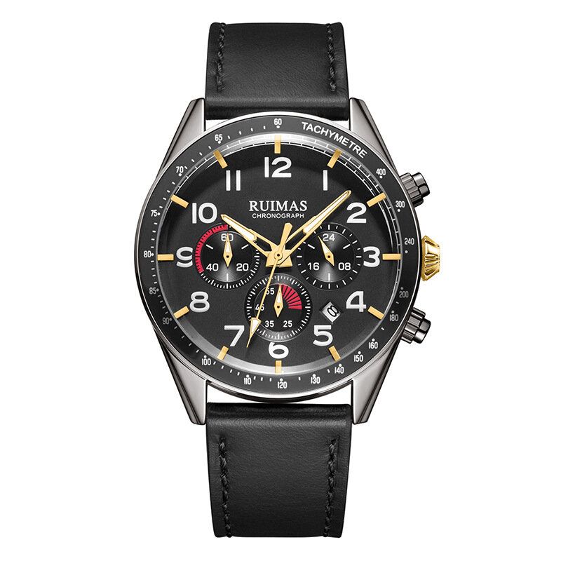 Ruimas 574 Reloj Deportivo Para Hombre 3atm Reloj De Cuarzo Con Correa De Cuero Y Pantalla Luminosa A Prueba De Agua