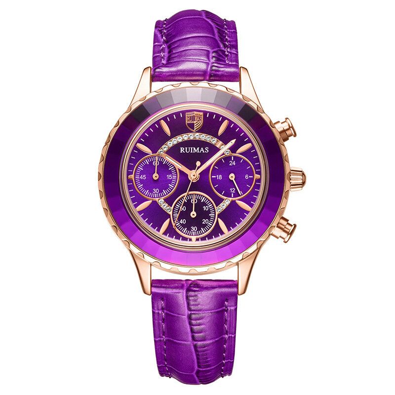 Ruimas 592 Reloj De Moda Para Mujer Reloj Cronógrafo Impermeable Con Correa De Cuero Reloj De Cuarzo De Lujo Ligero