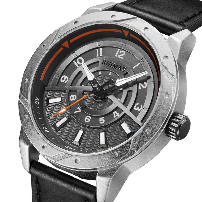 Ruimas 594 Reloj De Moda Para Hombre 3atm Reloj De Cuarzo Informal Con Correa De Cuero Genuino Impermeable