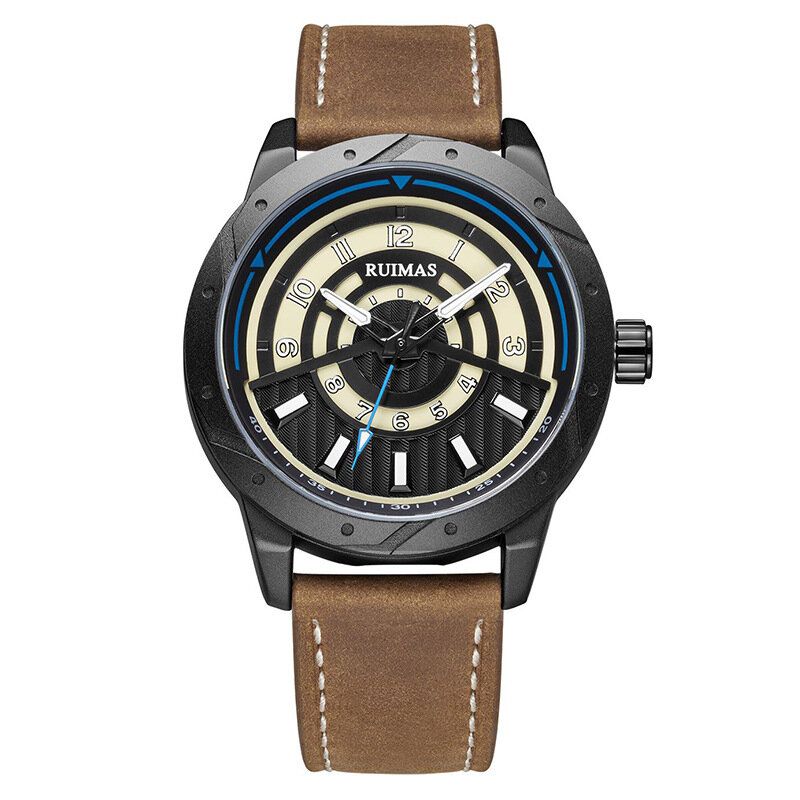 Ruimas 594 Reloj De Moda Para Hombre 3atm Reloj De Cuarzo Informal Con Correa De Cuero Genuino Impermeable