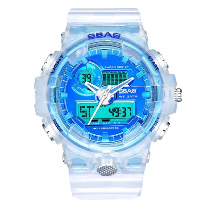 Sbao 8018 Reloj Digital Transparente Con Pantalla Led A Prueba De Agua Con Pantalla Dual