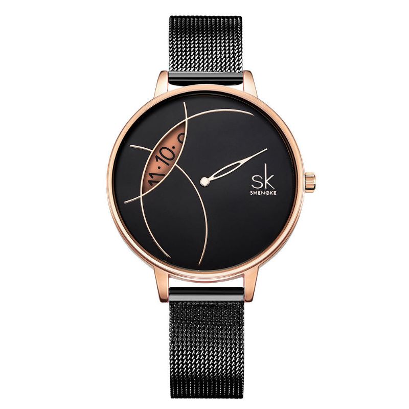 Shengke Sk K0091 Reloj Creativo De Cuarzo Con Correa De Acero Para Mujer Esfera Giratoria Con Forma De Ojo Creativo