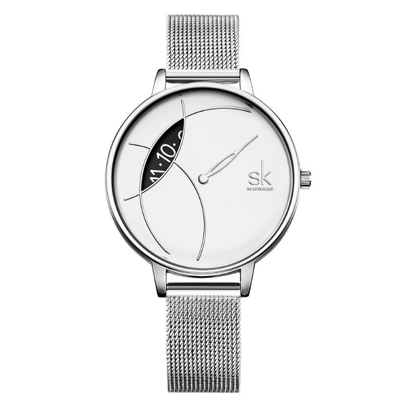 Shengke Sk K0091 Reloj Creativo De Cuarzo Con Correa De Acero Para Mujer Esfera Giratoria Con Forma De Ojo Creativo