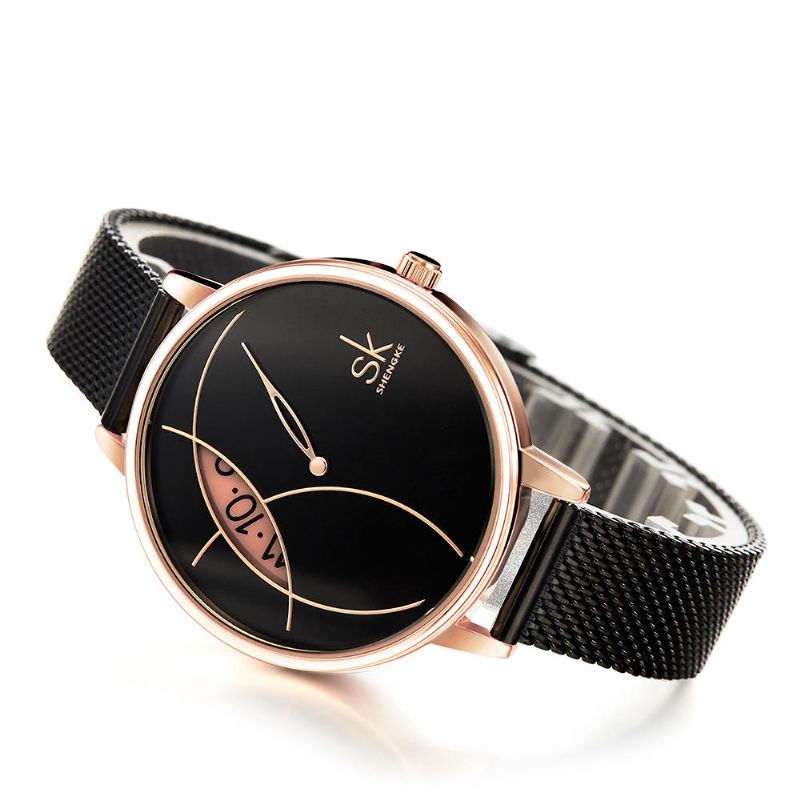 Shengke Sk K0091 Reloj Creativo De Cuarzo Con Correa De Acero Para Mujer Esfera Giratoria Con Forma De Ojo Creativo