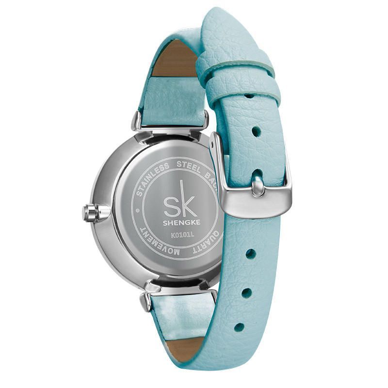 Shengke Sk K0101 Correa De Cuero De Mariposa Concisa Pulsera Femenina De Moda Reloj De Cuarzo De Color Fresco Para Mujer