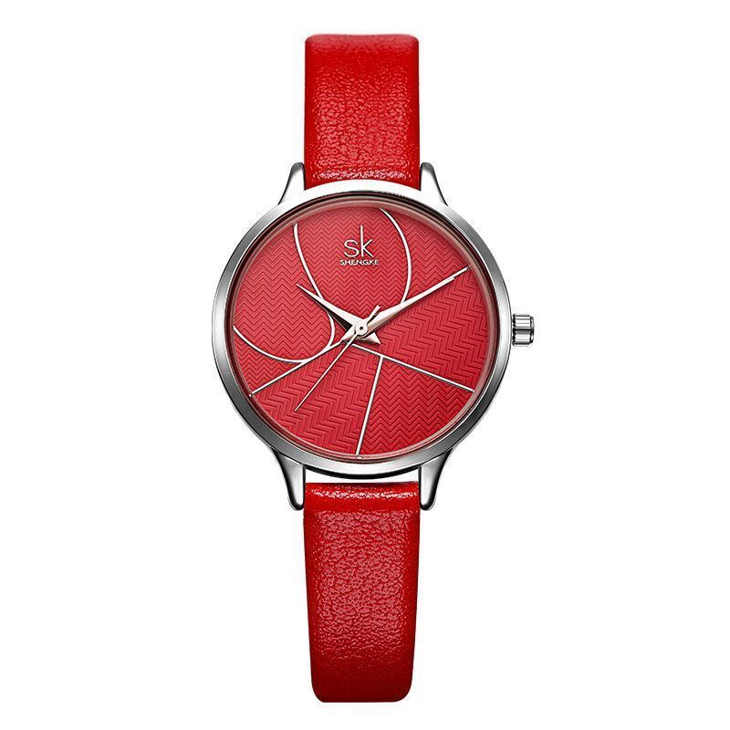 Shengke Sk K0116 Reloj De Cuarzo Para Mujer Con Correa De Cuero Llamativa Y Dial Simple De Moda