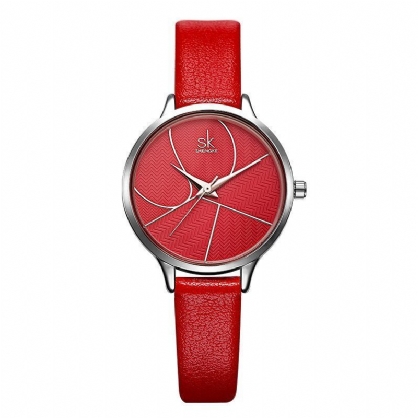 Shengke Sk K0116 Reloj De Cuarzo Para Mujer Con Correa De Cuero Llamativa Y Dial Simple De Moda