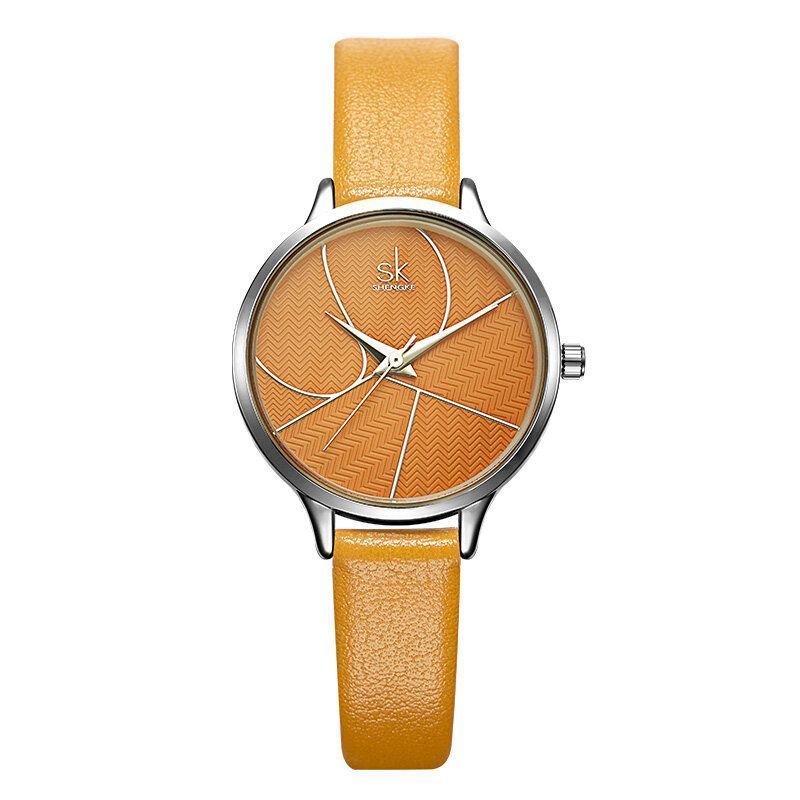 Shengke Sk K0116 Reloj De Cuarzo Para Mujer Con Correa De Cuero Llamativa Y Dial Simple De Moda