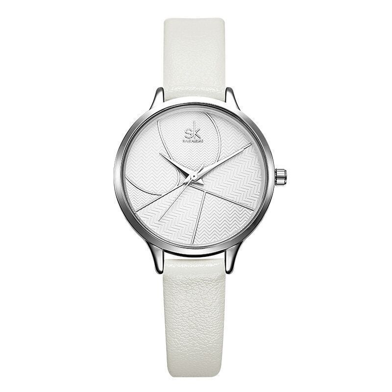 Shengke Sk K0116 Reloj De Cuarzo Para Mujer Con Correa De Cuero Llamativa Y Dial Simple De Moda