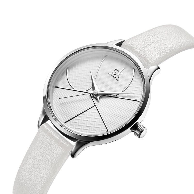 Shengke Sk K0116 Reloj De Cuarzo Para Mujer Con Correa De Cuero Llamativa Y Dial Simple De Moda