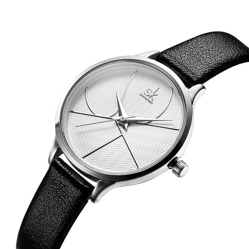 Shengke Sk K0116 Reloj De Cuarzo Para Mujer Con Correa De Cuero Llamativa Y Dial Simple De Moda