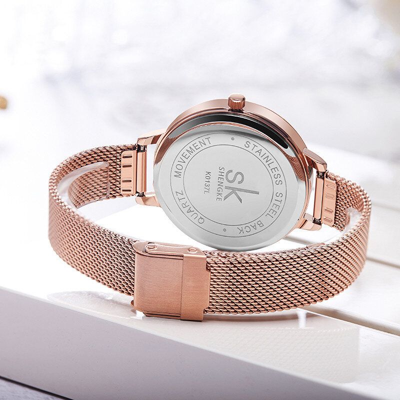 Shengke Sk K0137 Reloj De Mujer Con Esfera De Textura De Mármol A La Moda Reloj De Cuarzo Para Mujer