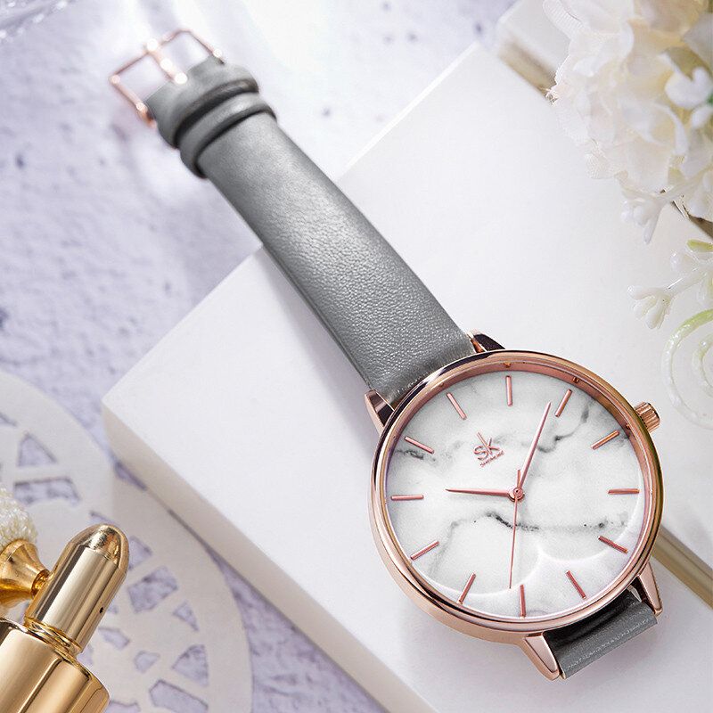 Shengke Sk K0137 Reloj De Mujer Con Esfera De Textura De Mármol A La Moda Reloj De Cuarzo Para Mujer